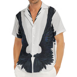 Black Demon Wings Print Men's Deep V-Neck Shirt