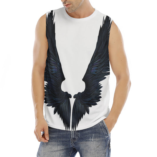 Black Demon Wings Print Men's Fitness Tank Top