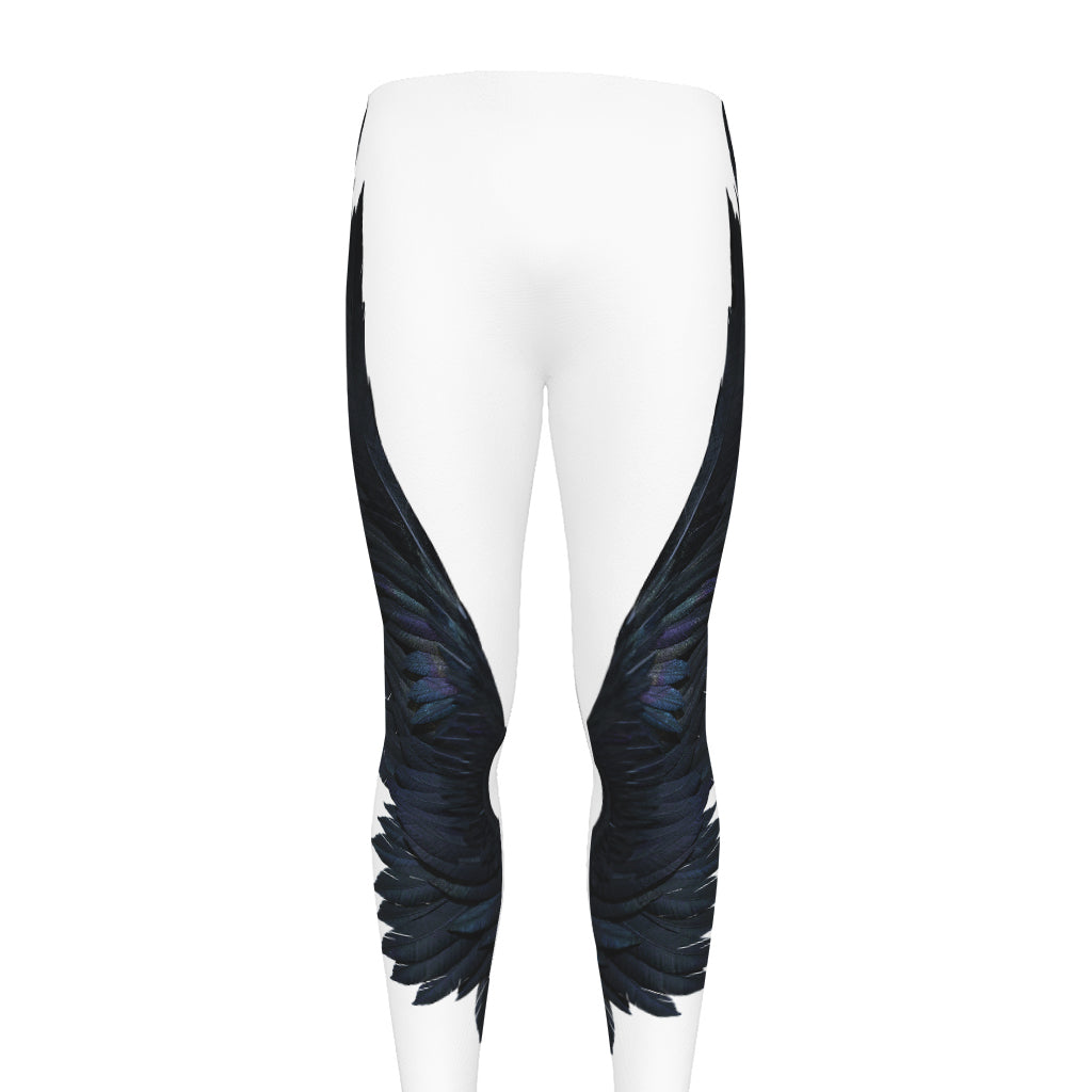 Black Demon Wings Print Men's leggings