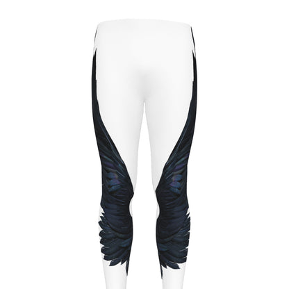 Black Demon Wings Print Men's leggings