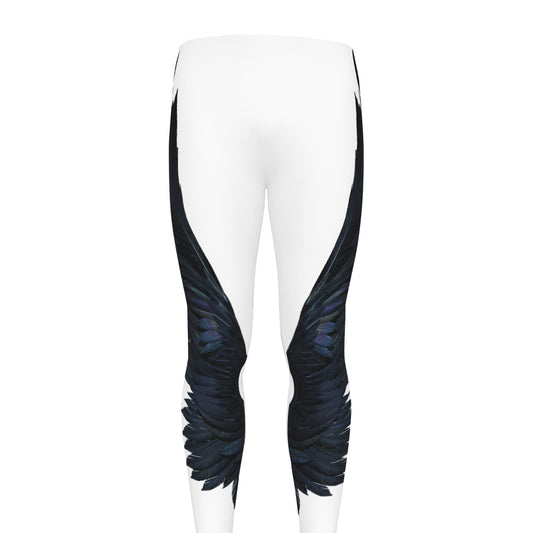 Black Demon Wings Print Men's leggings