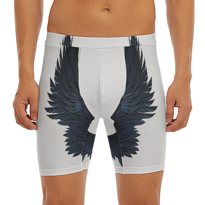 Black Demon Wings Print Men's Long Boxer Briefs