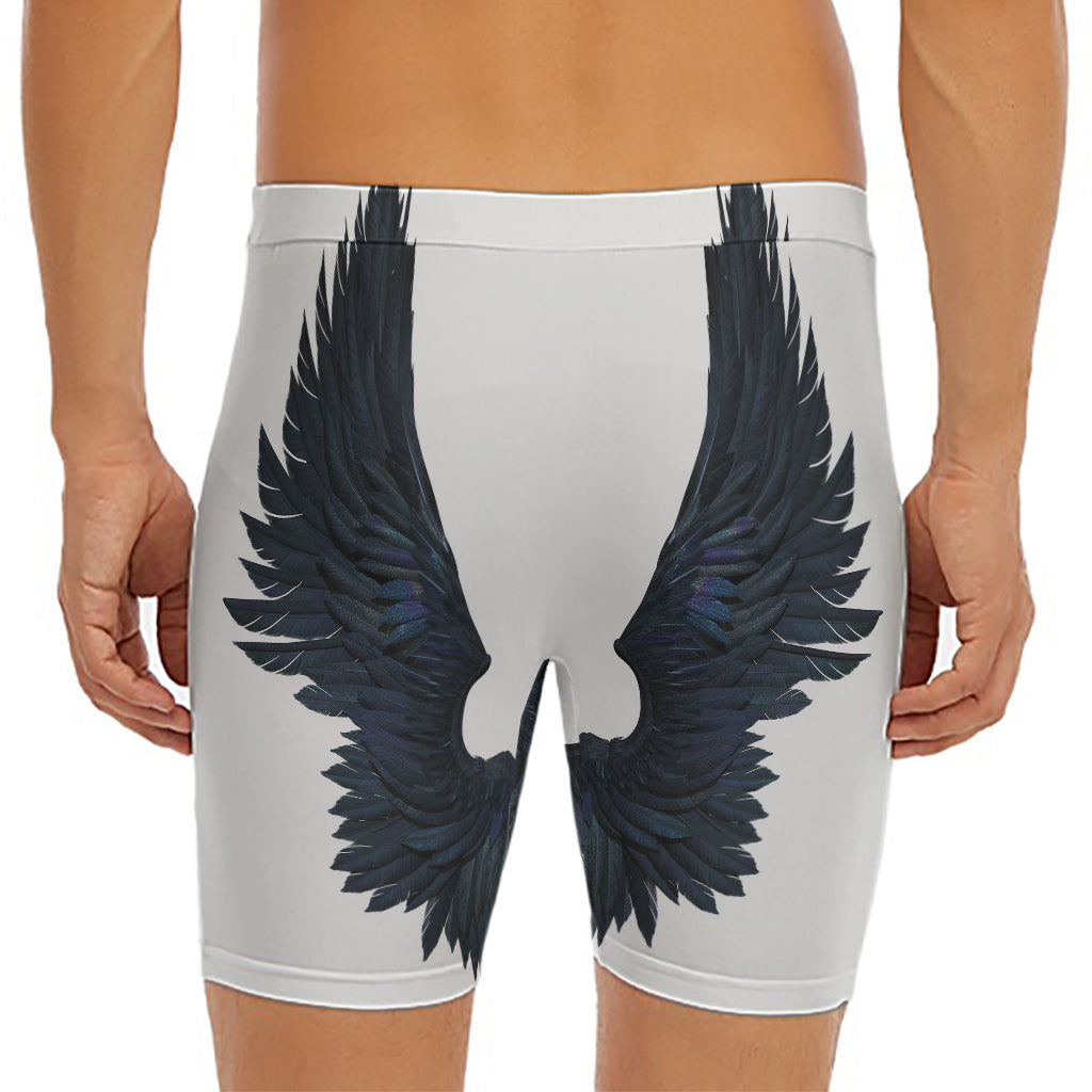 Black Demon Wings Print Men's Long Boxer Briefs