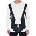 Black Demon Wings Print Men's Long Sleeve T-Shirt