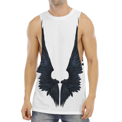 Black Demon Wings Print Men's Muscle Tank Top