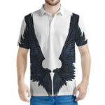 Black Demon Wings Print Men's Polo Shirt