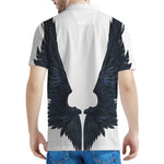 Black Demon Wings Print Men's Polo Shirt