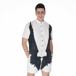 Black Demon Wings Print Men's Rompers
