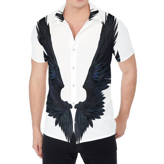 Black Demon Wings Print Men's Shirt
