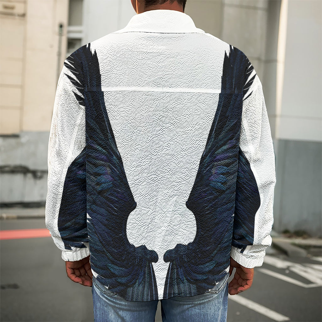 Black Demon Wings Print Men's Shirt Jacket