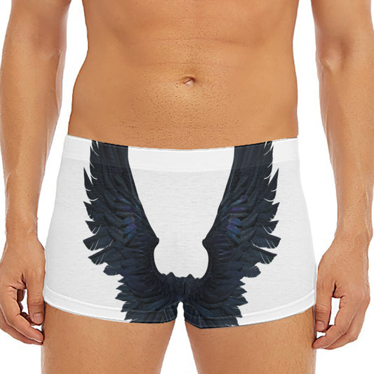 Black Demon Wings Print Men's Short Boxer Briefs