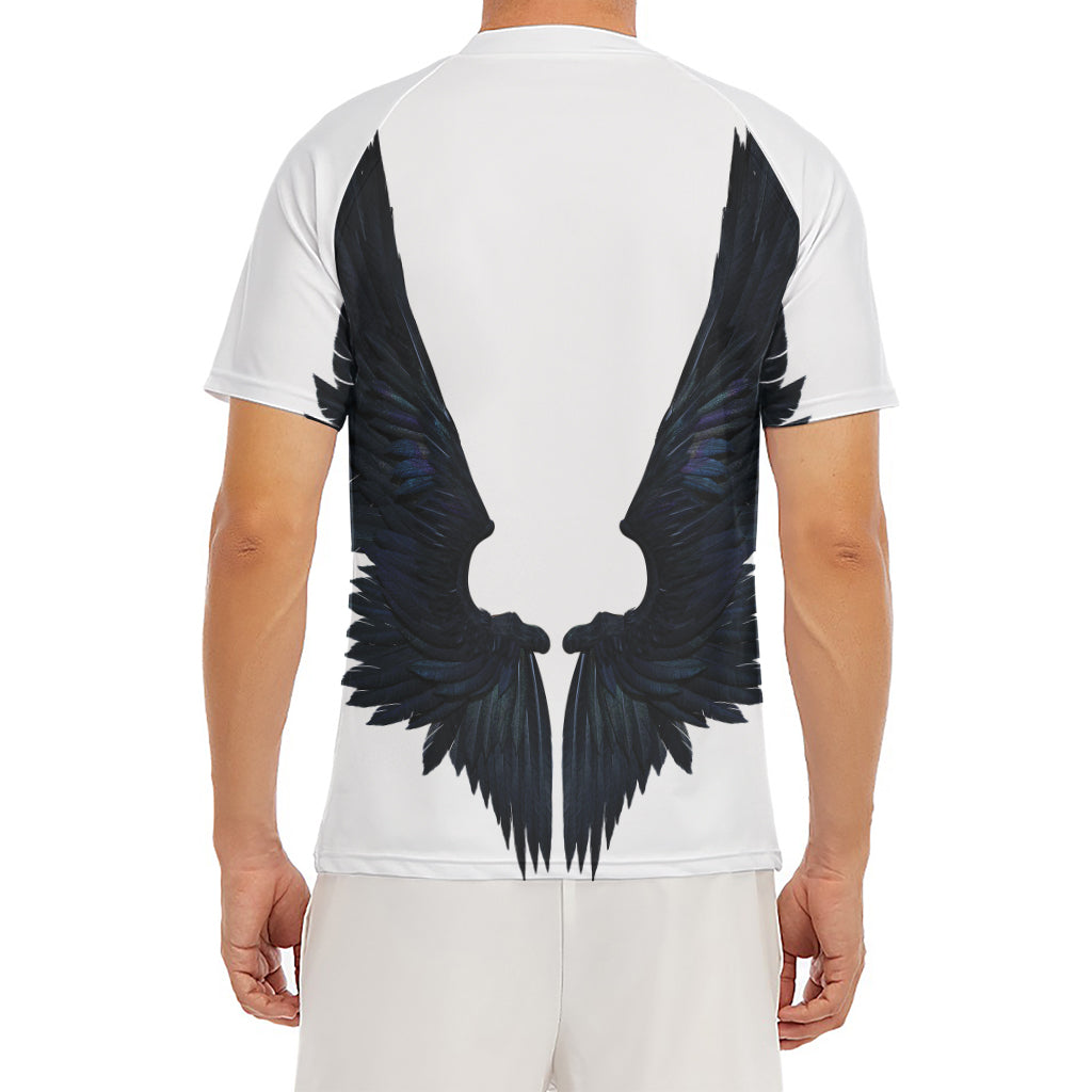 Black Demon Wings Print Men's Short Sleeve Rash Guard