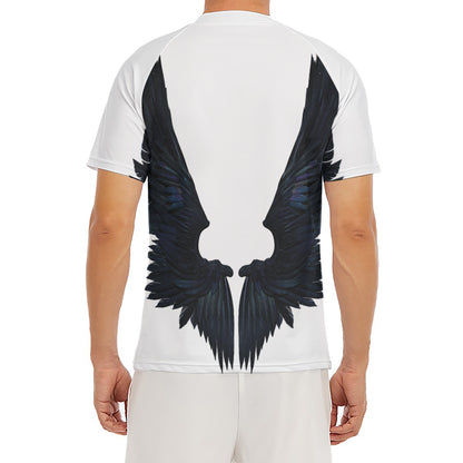 Black Demon Wings Print Men's Short Sleeve Rash Guard