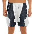 Black Demon Wings Print Men's Split Running Shorts