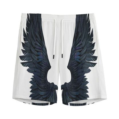 Black Demon Wings Print Men's Sports Shorts