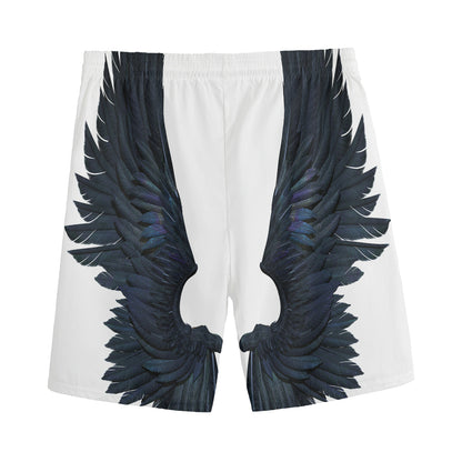 Black Demon Wings Print Men's Sports Shorts