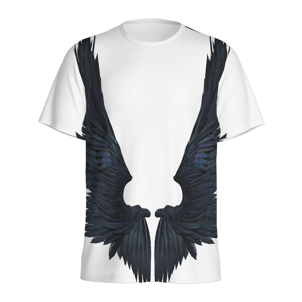 Black Demon Wings Print Men's Sports T-Shirt