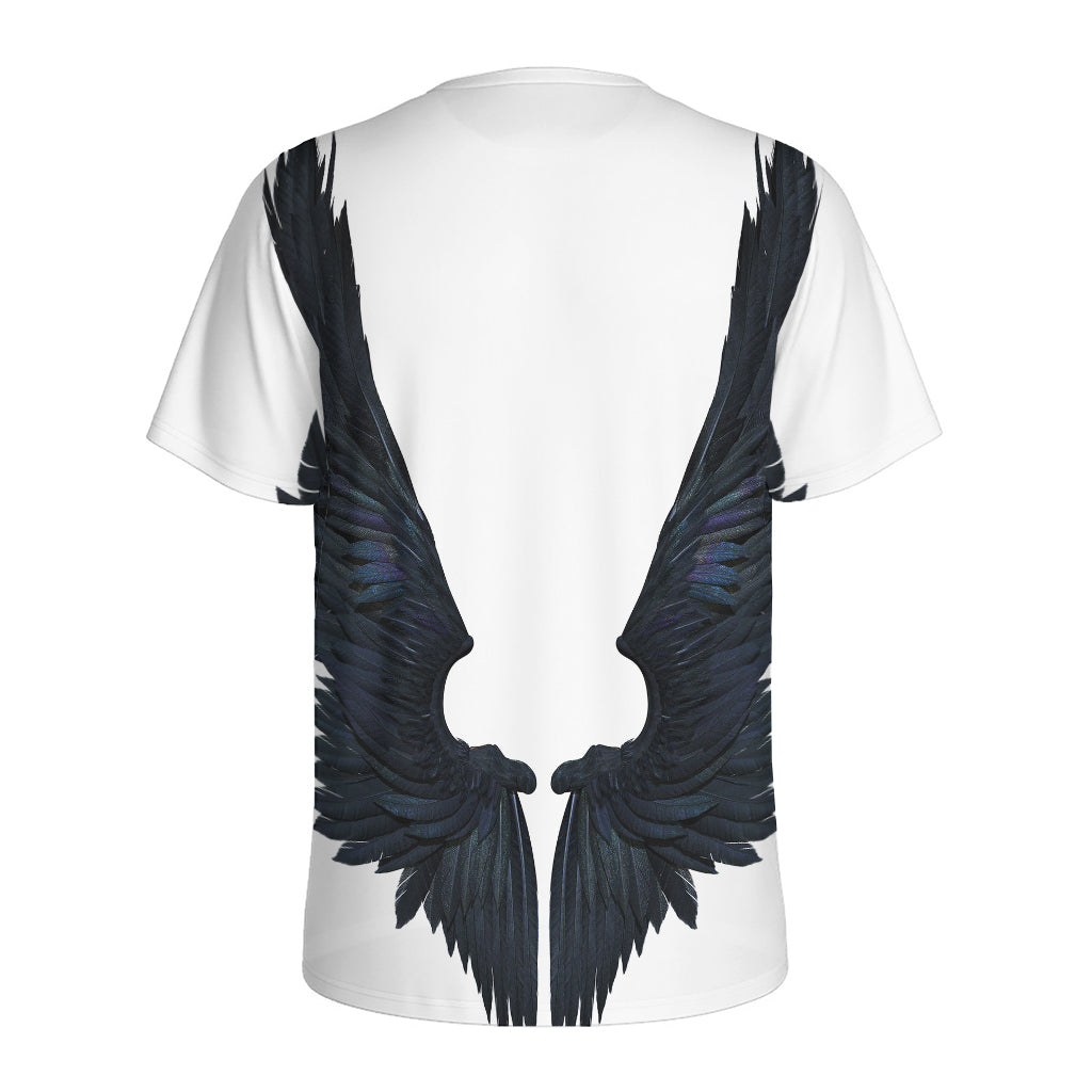 Black Demon Wings Print Men's Sports T-Shirt