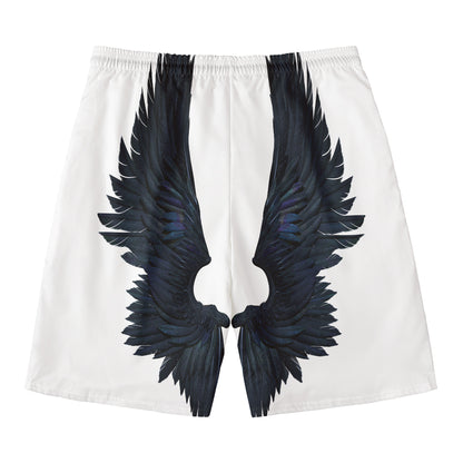 Black Demon Wings Print Men's Swim Trunks
