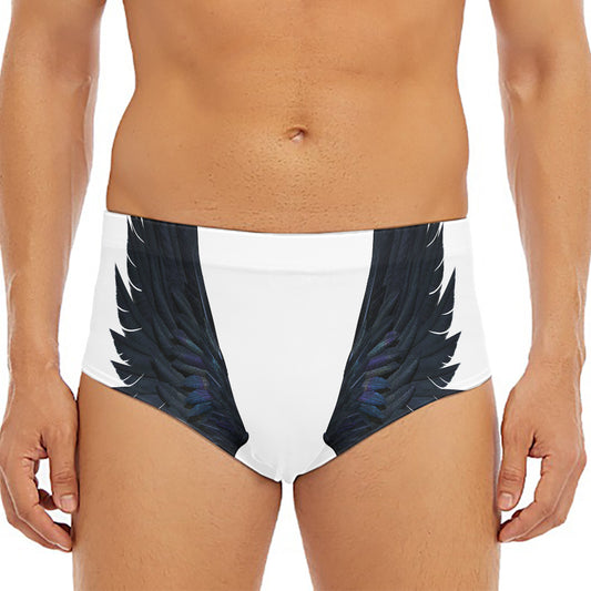 Black Demon Wings Print Men's Triangle Swim Briefs