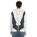 Black Demon Wings Print Men's Velvet Pullover Hoodie