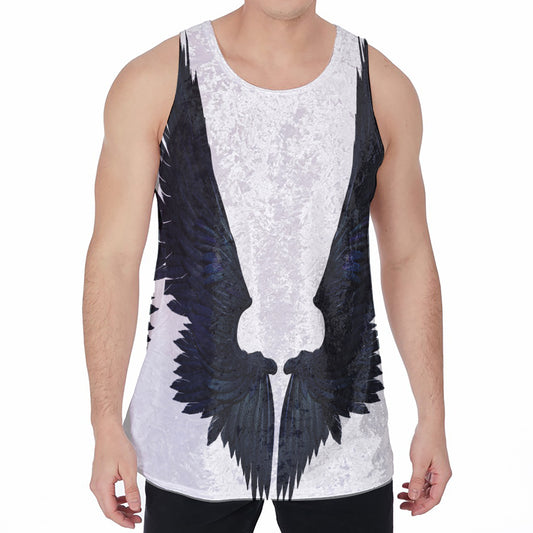 Black Demon Wings Print Men's Velvet Tank Top