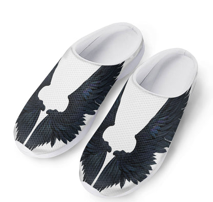 Black Demon Wings Print Mesh Casual Shoes