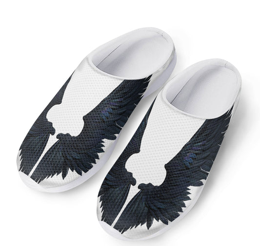 Black Demon Wings Print Mesh Casual Shoes