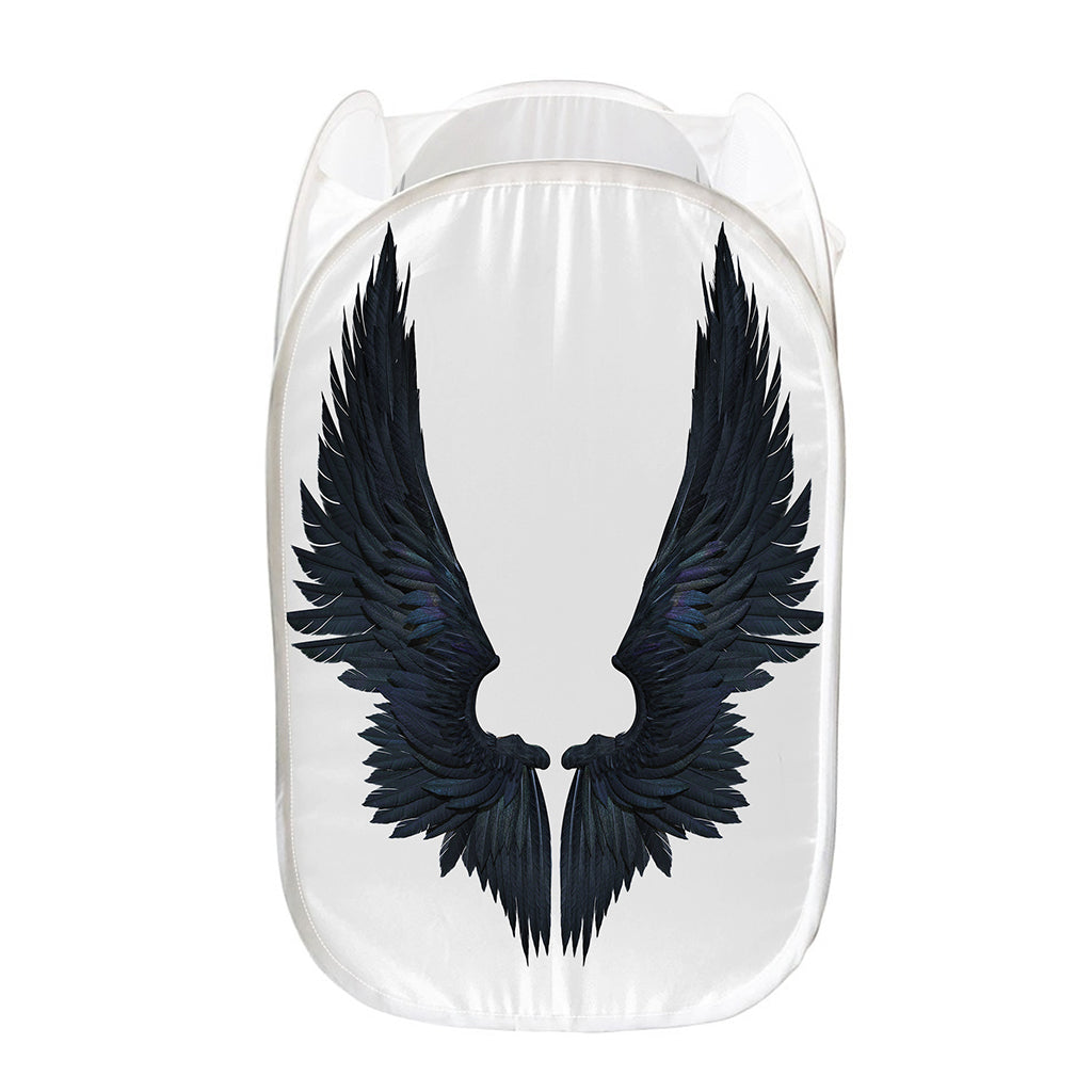 Black Demon Wings Print Mesh Laundry Hamper