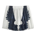 Black Demon Wings Print Mesh Shorts
