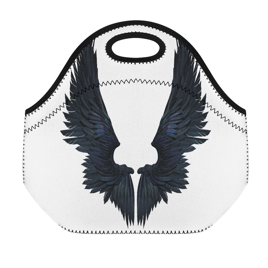 Black Demon Wings Print Neoprene Lunch Bag