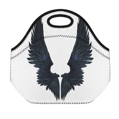Black Demon Wings Print Neoprene Lunch Bag