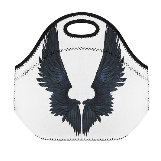 Black Demon Wings Print Neoprene Lunch Bag