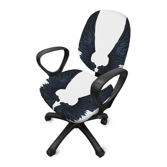 Black Demon Wings Print Office Chair Cover