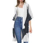 Black Demon Wings Print Open Front Beach Cover Up