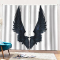 Black Demon Wings Print Pencil Pleat Curtains