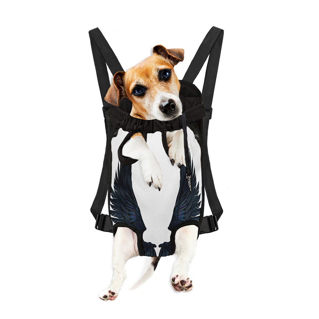 Black Demon Wings Print Pet Carrier Backpack