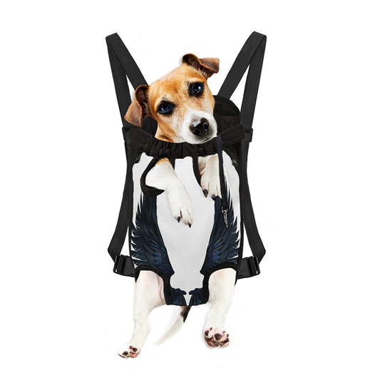 Black Demon Wings Print Pet Carrier Backpack