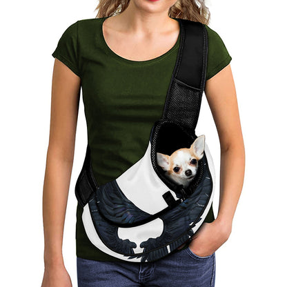 Black Demon Wings Print Pet Sling Carrier