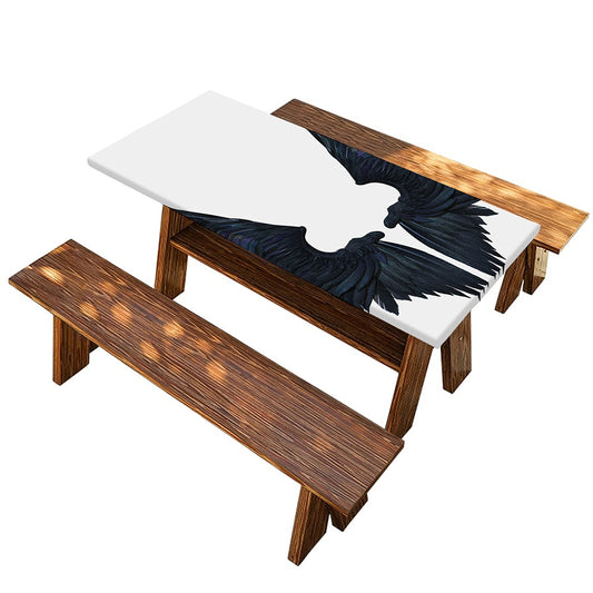 Black Demon Wings Print Picnic Table Cover