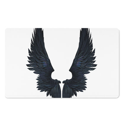 Black Demon Wings Print Polyester Doormat