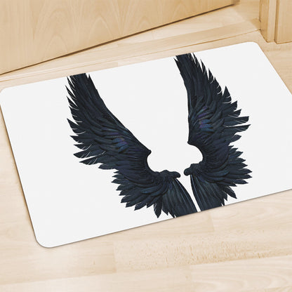 Black Demon Wings Print Polyester Doormat