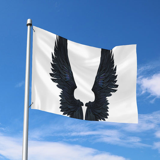 Black Demon Wings Print Polyester Flag