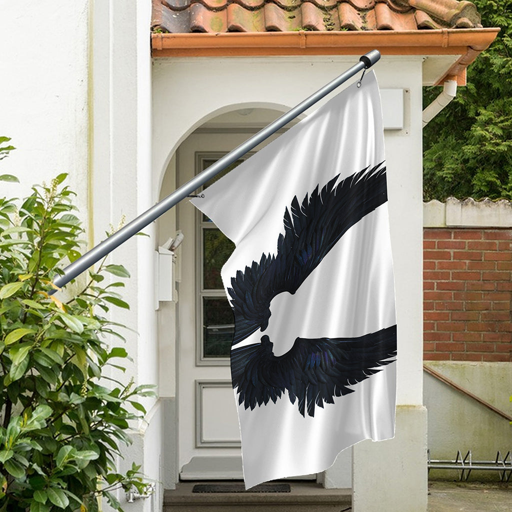 Black Demon Wings Print Polyester Flag