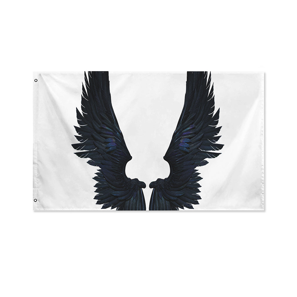 Black Demon Wings Print Polyester Flag