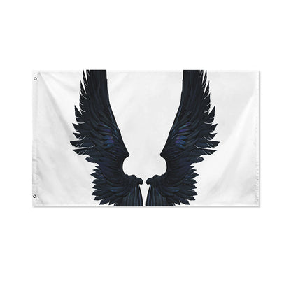Black Demon Wings Print Polyester Flag