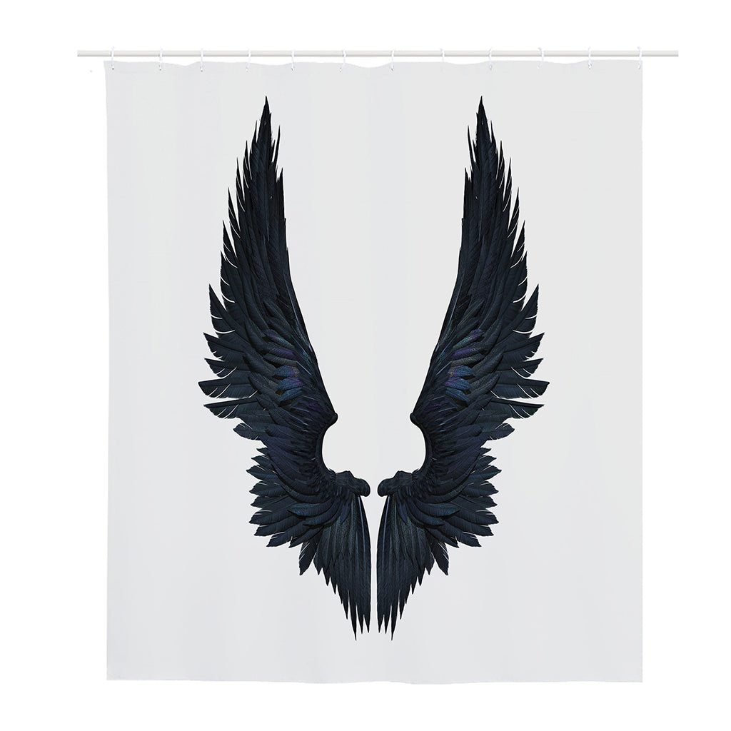 Black Demon Wings Print Polyester Shower Curtain
