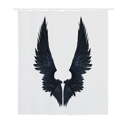 Black Demon Wings Print Polyester Shower Curtain