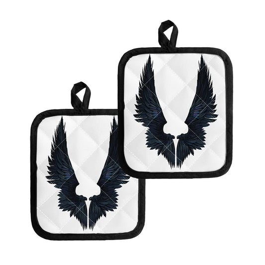 Black Demon Wings Print Pot Holders