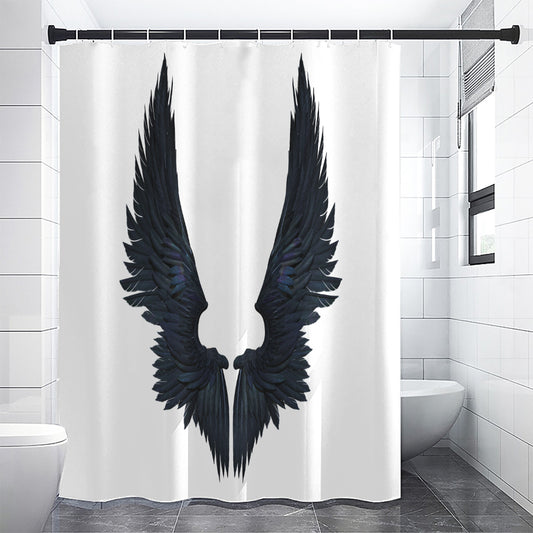 Black Demon Wings Print Premium Shower Curtain